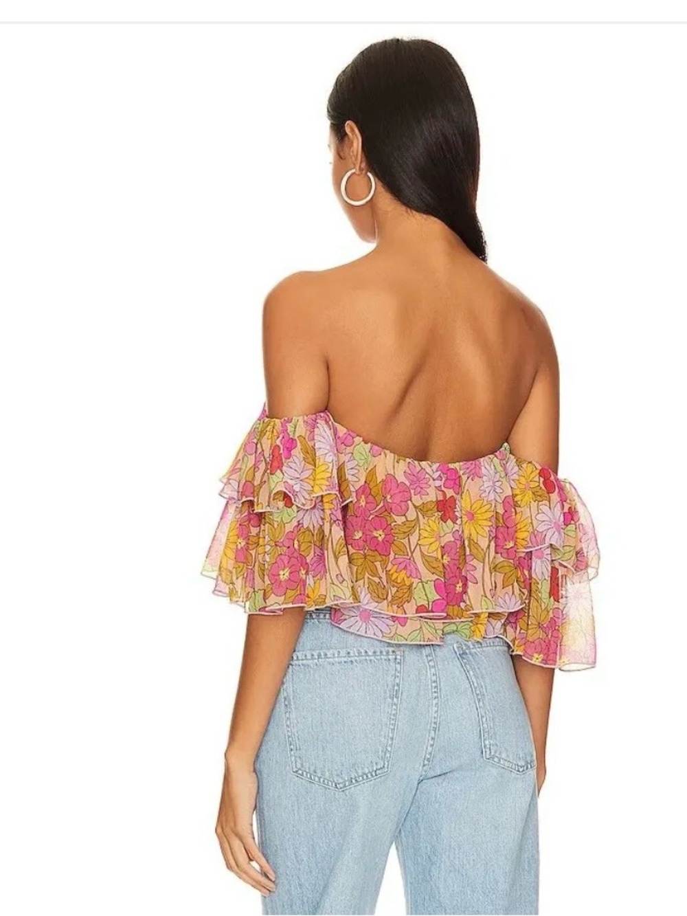 Show Me Your Mumu floral chiffon boho cropped top. - Picture 14 of 16